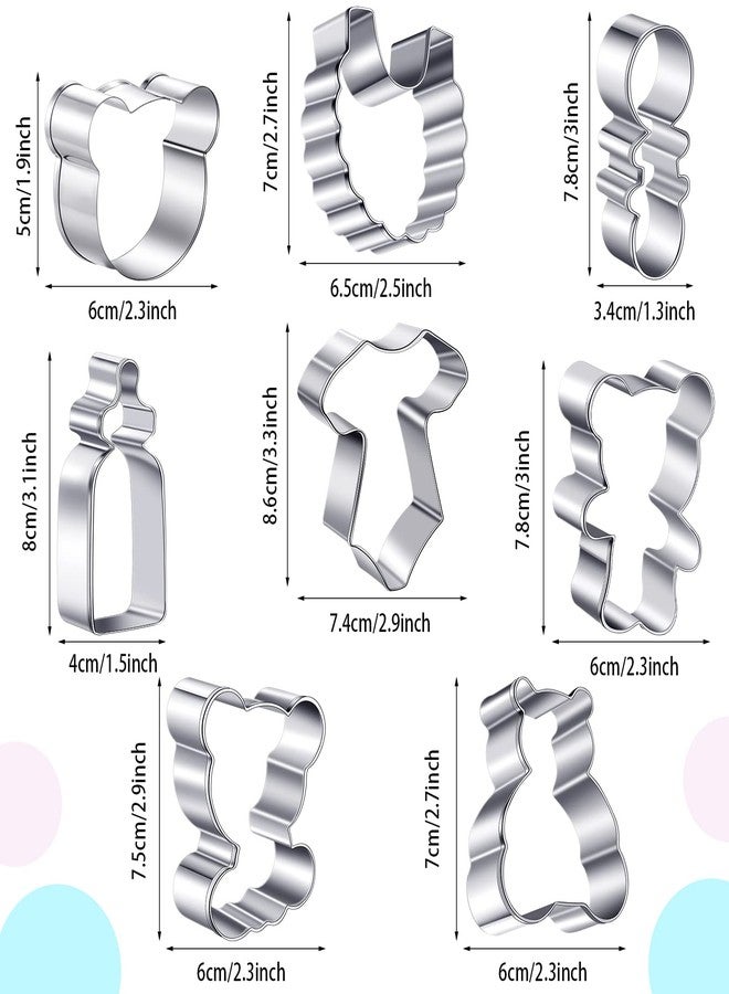 Zubebe 8 Pieces Bear Cookie Cutters Set Baby Shower Vintage Cookie Cutter Bear Biscuit Mould for Home Kitchen Baking Biscuit Baby Shower Party Supplies - Image 2