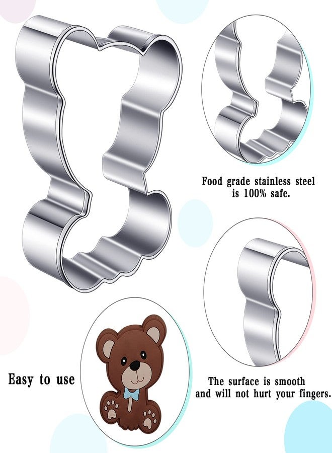 Zubebe 8 Pieces Bear Cookie Cutters Set Baby Shower Vintage Cookie Cutter Bear Biscuit Mould for Home Kitchen Baking Biscuit Baby Shower Party Supplies - Image 3