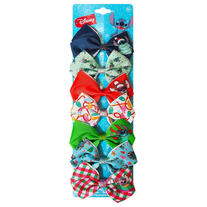Luv Her Luv Her Licensed Girls Hair Bows  Hair Accessories Gift Set  7 Pcs 4 Inch Bundle  Hair Bows for Girls  Stitch Christmas Hair clip  Alligator Clip  Ages 3