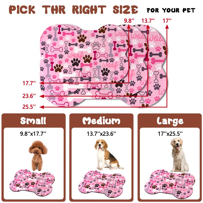 Zoeeya Dog Food Mats for Floors Waterproof, Pet Feeding Absorbent Water Bowl Mat Cat Placemats Pink Bone Shape 19 * 12 inch - Image 4