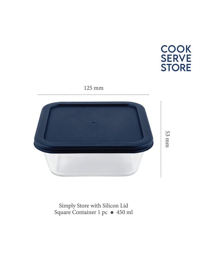 La Opala Cook Serve Store 100% Borosilicate Glass Storage Container | Simply Store with Silicon Lid | Square 450 ml | Microwave & Oven Proof | Dishwasher & Freezer Proof | Durable | Transparent - Image 2