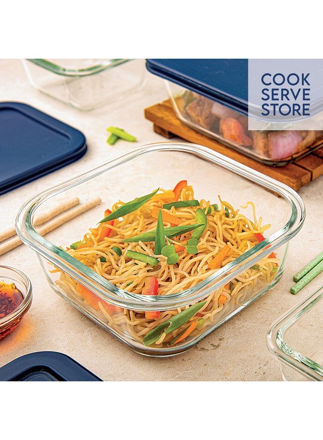 La Opala Cook Serve Store 100% Borosilicate Glass Storage Container | Simply Store with Silicon Lid | Square 450 ml | Microwave & Oven Proof | Dishwasher & Freezer Proof | Durable | Transparent - Image 3