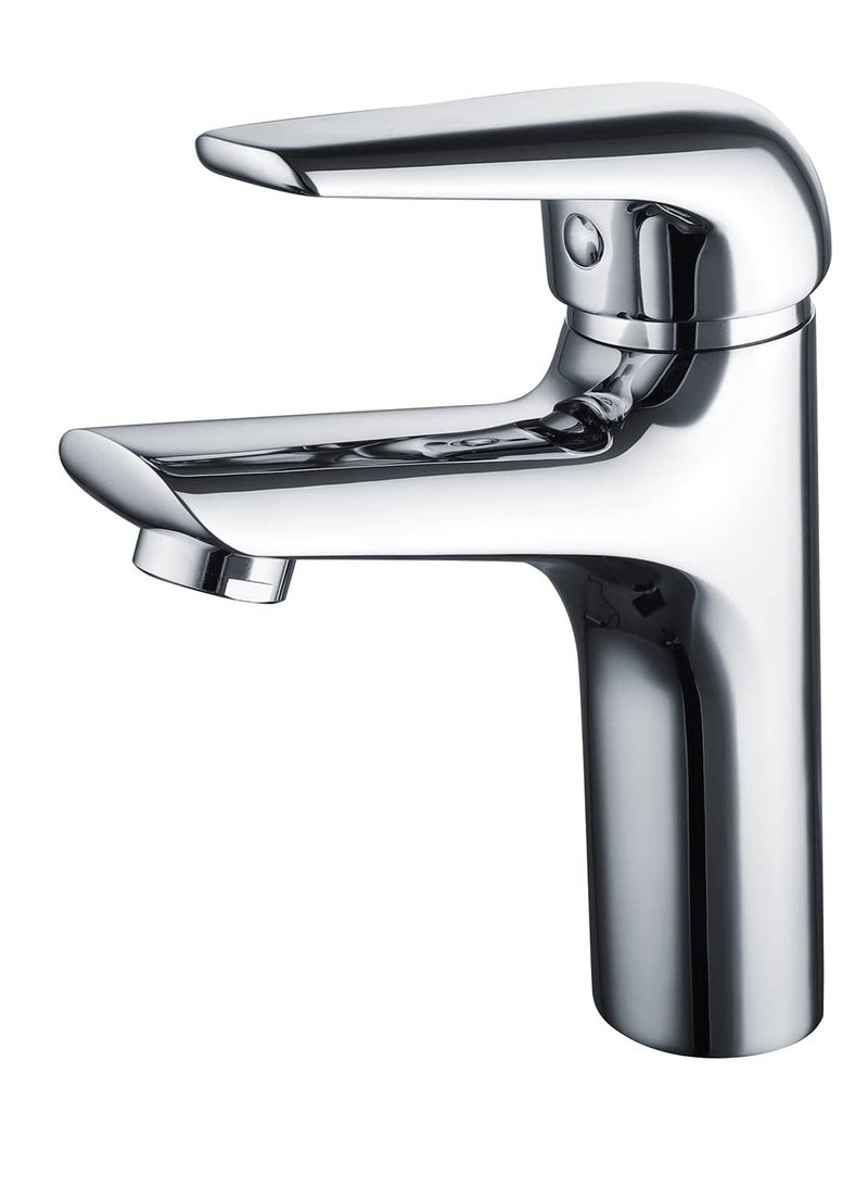 REEF Tulip 04 Washbasin Mixer – Brushed Nickel Finish | Single-Handle Bathroom Sink Faucet | Modern Design & Water-Saving Efficiency