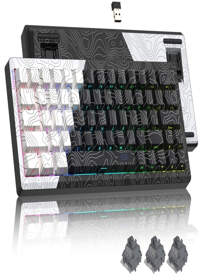 Womier Wireless Gaming Keyboard 60 Percent with QMK/VIA, Topographic Creamy Mechanical Key Board, RGB Custom Gasket Hot Swappable for Windows & Mac-POM Linear Switch (Q61) - Image 1