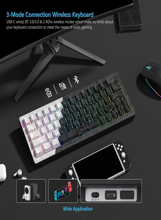 Womier Wireless Gaming Keyboard 60 Percent with QMK/VIA, Topographic Creamy Mechanical Key Board, RGB Custom Gasket Hot Swappable for Windows & Mac-POM Linear Switch (Q61) - Image 5