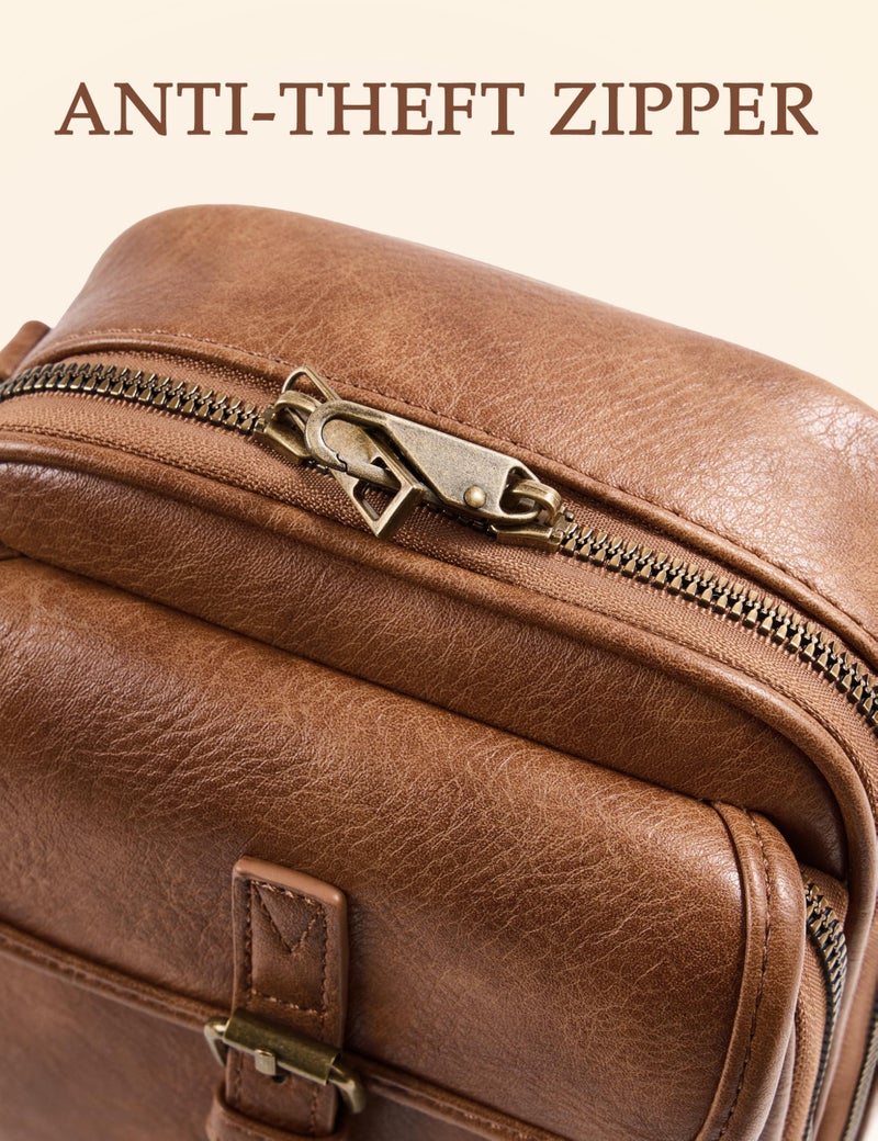 Yarnic Crossbody Bag for Women Men, Vegan Leather Anti-Theft Messenger Shoulder Bag, Vintage Cross Body Purse with Card Slots - Image 5