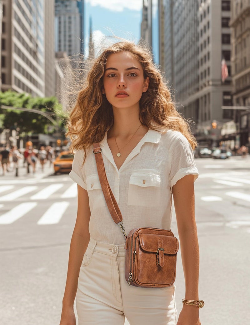 Yarnic Crossbody Bag for Women Men, Vegan Leather Anti-Theft Messenger Shoulder Bag, Vintage Cross Body Purse with Card Slots - Image 2