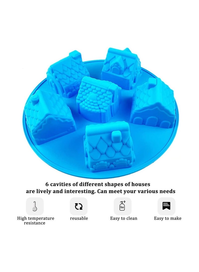 Y&D DIY Candle Mold, Silicone Baking Mould, Soap Aromatherapy Decoration House Model, Cake Chocolate Pudding Jelly Muffin Trays, Blue - Image 4