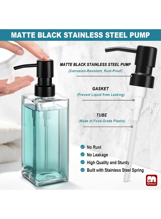 GM GMISUN GMISUN Glass Soap Dispenser with Stainless Steel Pump, Clear Hand Soap Dispenser for Bathroom, 12 fl oz/350ml Refillable Dish Dispenser for Kitchen, Modern Liquid Soap and Lotion Bottle for Countertop - Image 3