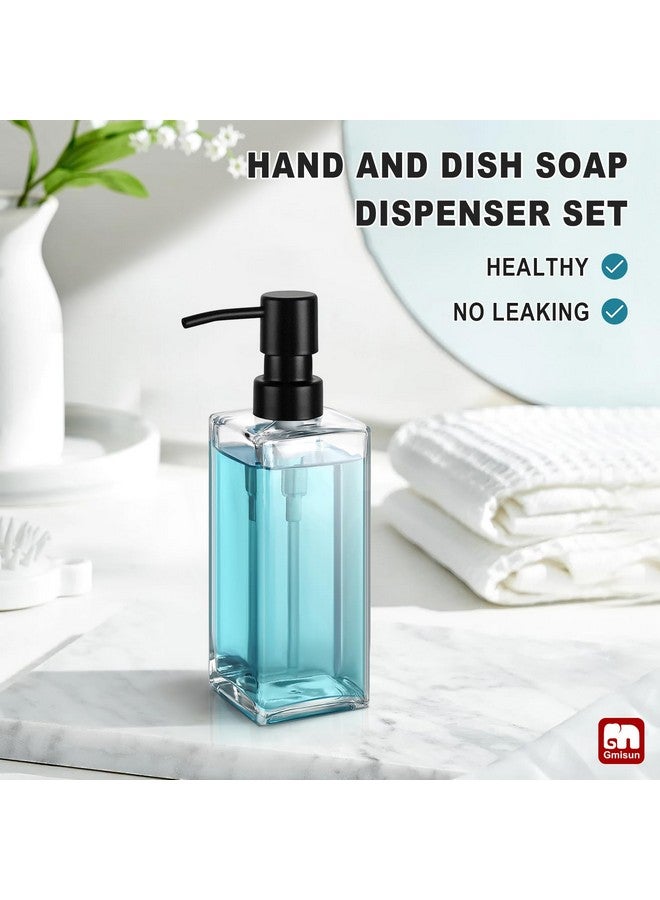 GM GMISUN GMISUN Glass Soap Dispenser with Stainless Steel Pump, Clear Hand Soap Dispenser for Bathroom, 12 fl oz/350ml Refillable Dish Dispenser for Kitchen, Modern Liquid Soap and Lotion Bottle for Countertop - Image 5