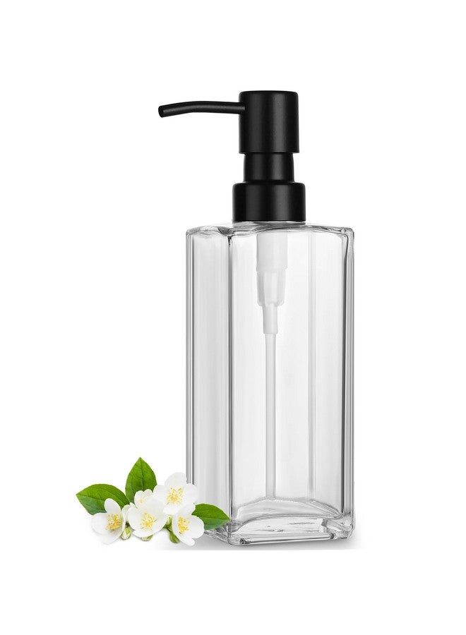 GM GMISUN GMISUN Glass Soap Dispenser with Stainless Steel Pump, Clear Hand Soap Dispenser for Bathroom, 12 fl oz/350ml Refillable Dish Dispenser for Kitchen, Modern Liquid Soap and Lotion Bottle for Countertop - Image 1