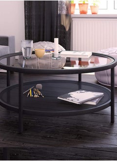 AGD Modern Glass Coffee Table 2 Layers Round Side Table Glass Top for Living Room Office Hotel Hall 75*45 cm  - Image 2