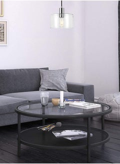 AGD Modern Glass Coffee Table 2 Layers Round Side Table Glass Top for Living Room Office Hotel Hall 75*45 cm  - Image 3