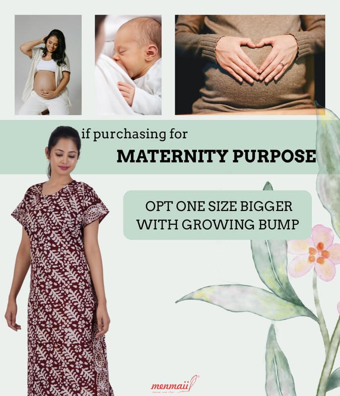 MENMAII Women's [L-4XL] Full Open/Front Buttoned [a Kind of Adaptive Clothing] Multipurpose Nighty for Maternity/Pregnancy/Elderly/Patient/Feeding/Hospital Purpose Nighty(Choco - XXL/Calf Length - Image 3