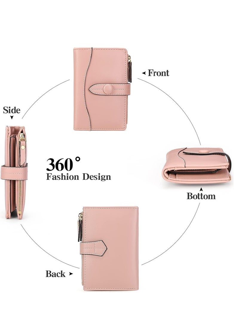 SOLARAE Small Women Purse PU Leather Bifold Zipper Pocket Purse Card Holder with ID Window Wallet Blocking Credit Card Holder Bifold Ladies Coin Purse - Image 5