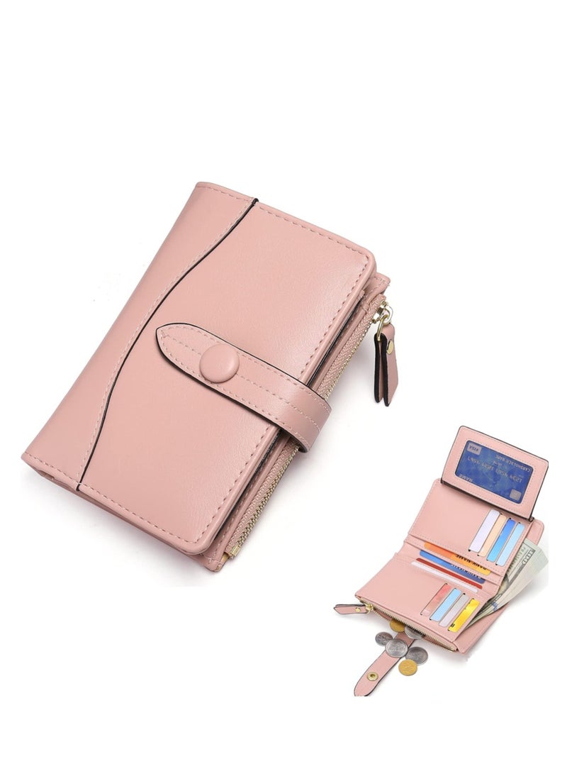 SOLARAE Small Women Purse PU Leather Bifold Zipper Pocket Purse Card Holder with ID Window Wallet Blocking Credit Card Holder Bifold Ladies Coin Purse - Image 1