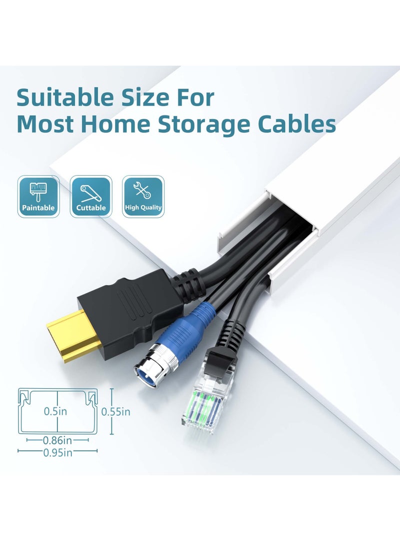 SOLARAE Cord Cover Raceway Kit, Paintable Cable Cover Channel Cord Concealer System Cable Hider Wires, Hiding Wall Mount TV Powers Cords in Home Office, 10Pcs L15.7in X W0.95in X H0.55in - Image 4