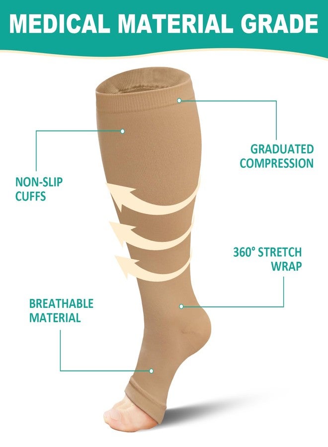 BODALA Plus Size Compression Socks: Wide Calf Compression Stockings for Men Women - Up to 7X Large 20-30 mmHg Compression Hose for Pregnancy Travel Running Nurses XL Beige - Image 5