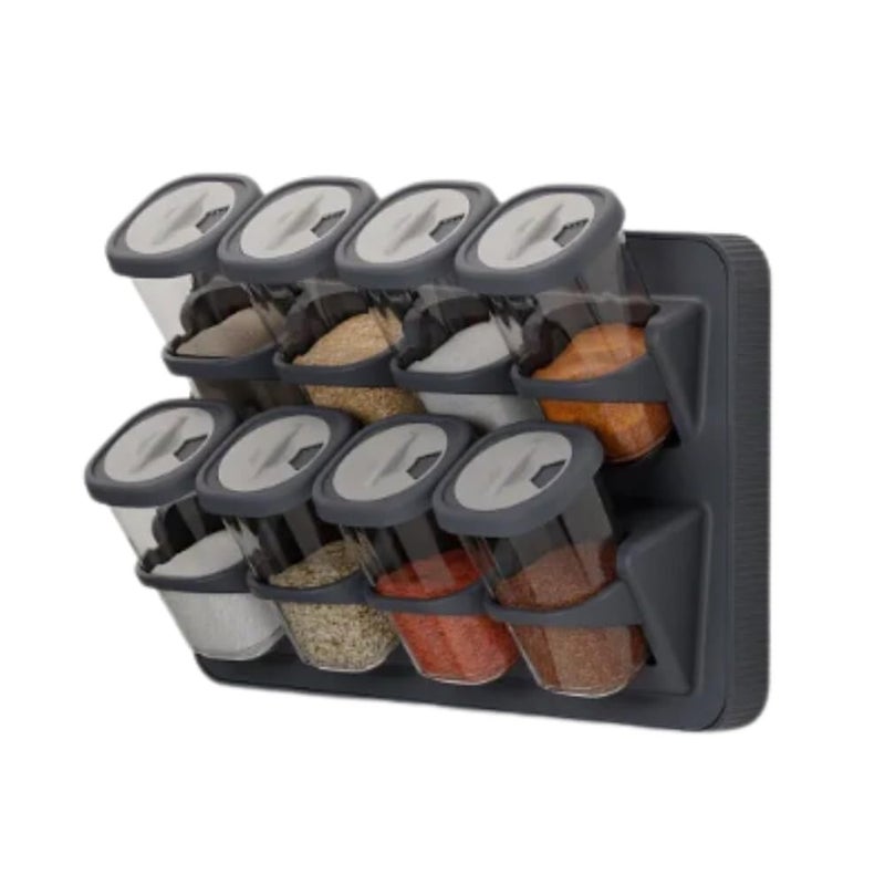 Genaric Happy Home Pack of 8 Pcs Spices Organizer Set and Countertop Holder with Extra Strong Adhesive