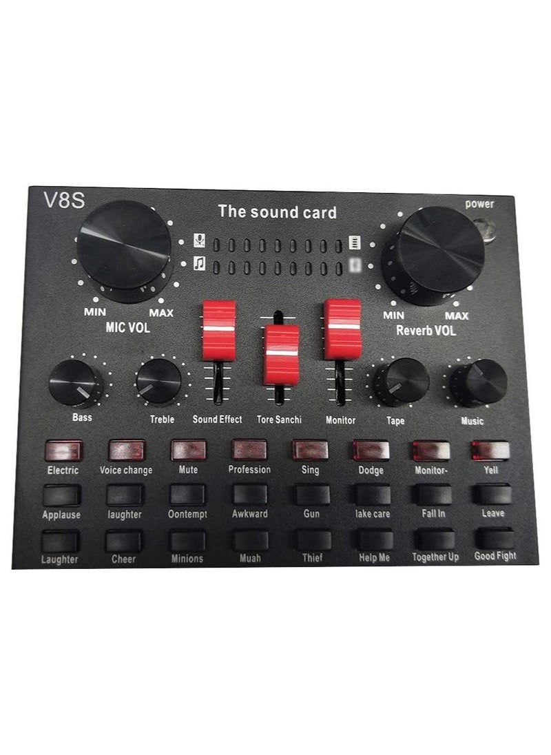 Generic V8S Live Sound Card Bluetooth Sound Mixer Board 3.5mm Audio Interface Live Sound Card with 16 Sound Effects 6 Connecting Methods Dual DSP Noise Reduction Chip For Live Streaming Recording Game PC  - Image 3