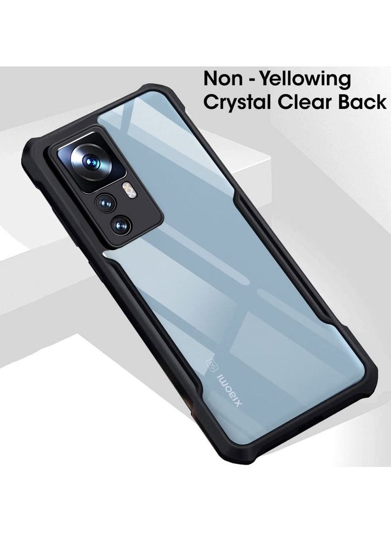 TEAM LUXURY Xiaomi 12T / Xiaomi 12T Pro Black Mobile Phone Case Cover, Ultra-Thin Lightweight Cover Soft TPU Bumper + Acrylic Clear Back Case Cover - Image 3