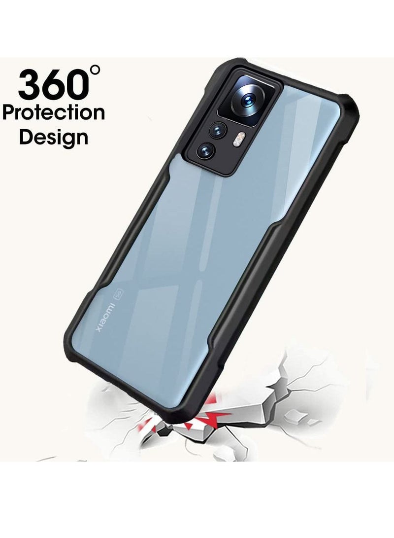 TEAM LUXURY Xiaomi 12T / Xiaomi 12T Pro Black Mobile Phone Case Cover, Ultra-Thin Lightweight Cover Soft TPU Bumper + Acrylic Clear Back Case Cover - Image 2