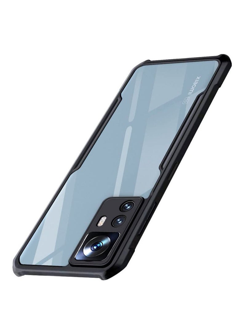 TEAM LUXURY Xiaomi 12T / Xiaomi 12T Pro Black Mobile Phone Case Cover, Ultra-Thin Lightweight Cover Soft TPU Bumper + Acrylic Clear Back Case Cover - Image 1