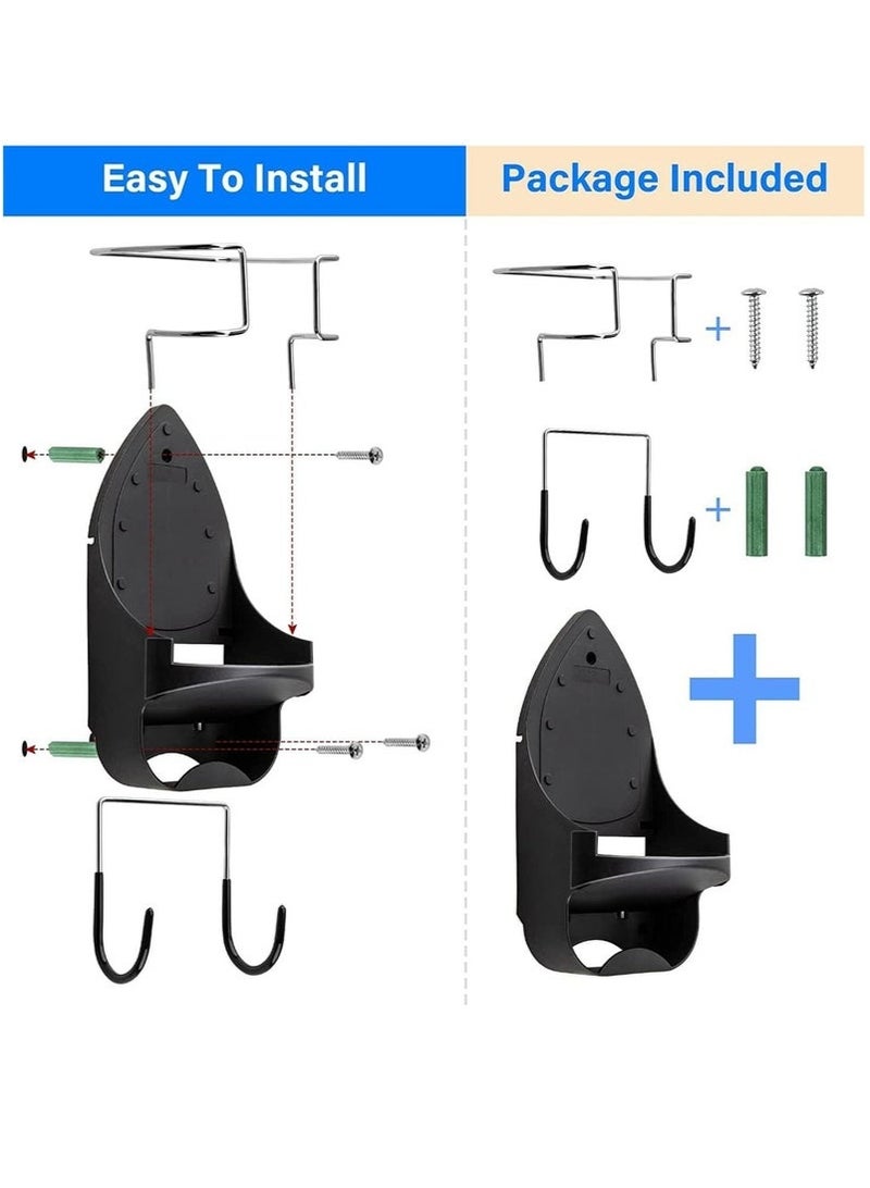 Arabest Ironing Board Hanger, 15cm Wide Ironing Board Wall Mount, Ironing Board Hanger Wall Mounted with Heat Resistant Iron Stand and Hooks, Home Bathroom Ironing Board Rack - Image 4