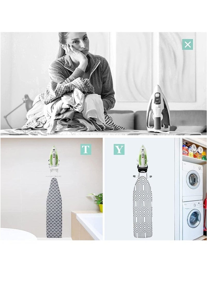 Arabest Ironing Board Hanger, 15cm Wide Ironing Board Wall Mount, Ironing Board Hanger Wall Mounted with Heat Resistant Iron Stand and Hooks, Home Bathroom Ironing Board Rack - Image 3