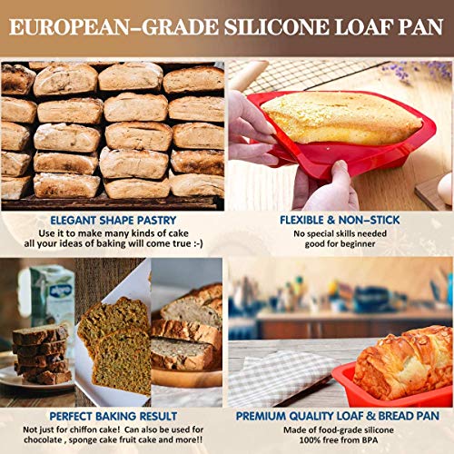 Bulfyss Silicone Bread & Loaf Pan Moul, Fruit Cake, Pastry Making Pan (26x13.5x6cm, Red) - Image 5