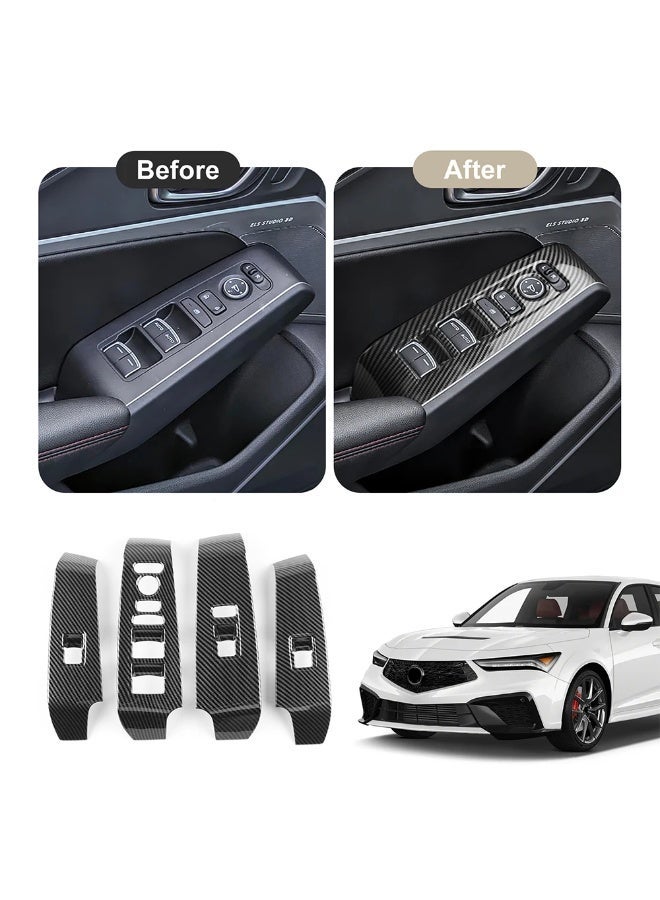 KUNGKIC Carbon Fiber Style For Honda Acura Integra 2023 2024 ABS Car Window Lift Button Switch Panel LHD Interior Accessories - Image 1