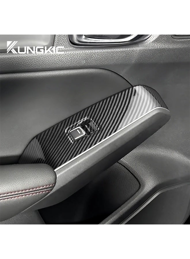 KUNGKIC Carbon Fiber Style For Honda Acura Integra 2023 2024 ABS Car Window Lift Button Switch Panel LHD Interior Accessories - Image 3