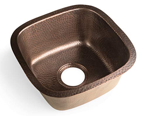 Monarch Abode 15-inch Hand Hammered Pure Copper Atlas Dual Mount Drop in Kitchen Sinks, Drop in or Undermount Kitchen Sink, Dual Mount Bar Prep Sinks, Deep Single Bowl - Image 1