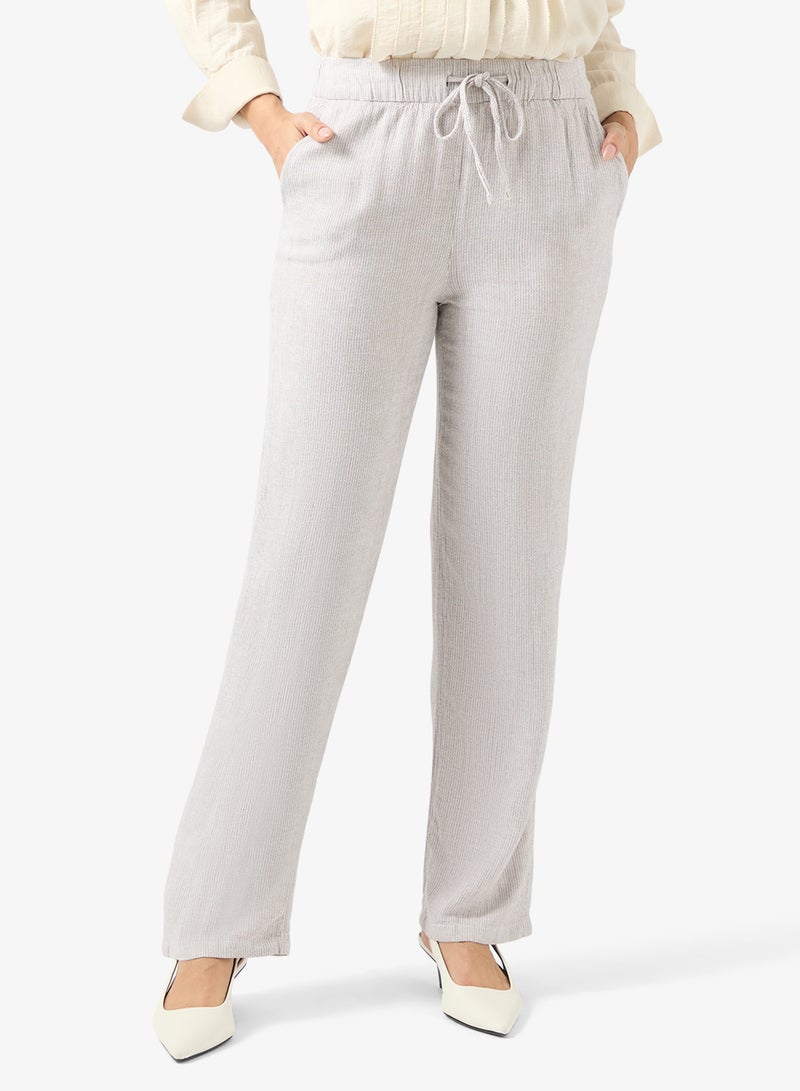 فيرو مودا بنطلون واسع مخطط بطول  بوصة - Image 1