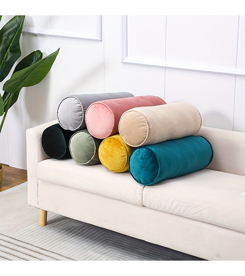 Azure Cylindrical Pillow With Soft High Elastic Core For Sofa Bedroom Home Decor - Image 2