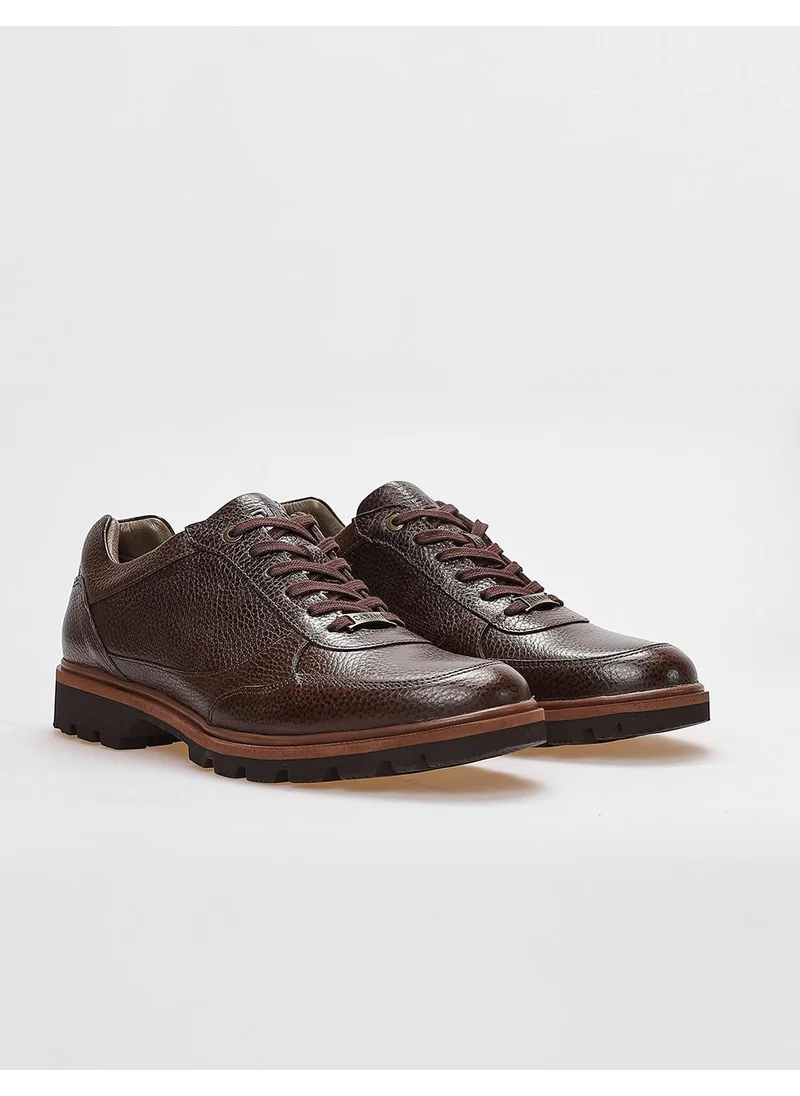 كاباني Leather Brown Lace-Up Men's Casual Shoes