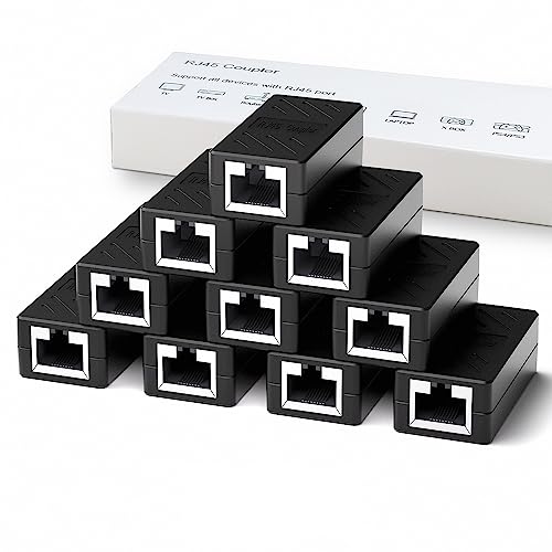Dingsun RJ45 Coupler, Ethernet Extender for Cat7/Cat6/Cat5e/Cat5 Female to Female Ethernet Coupler Connector (10, Black) - Image 1
