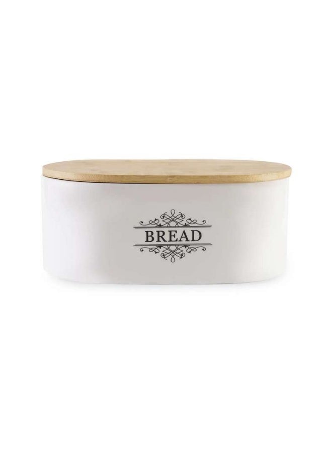 Pan Home Kevi Bread Bin With Wooden Lid 29.5x19x12.5cm - White - Image 5