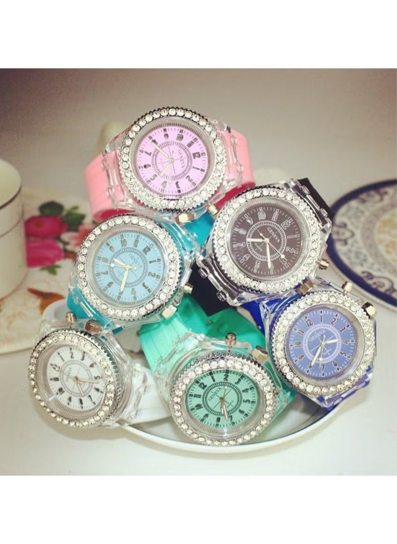 Geneva - 3 Pcs Silicone Bling Women Men Kids Watches Watch LED Luminous Colorful Lights Sport Waterproof Watches Girls Boys - Image 1