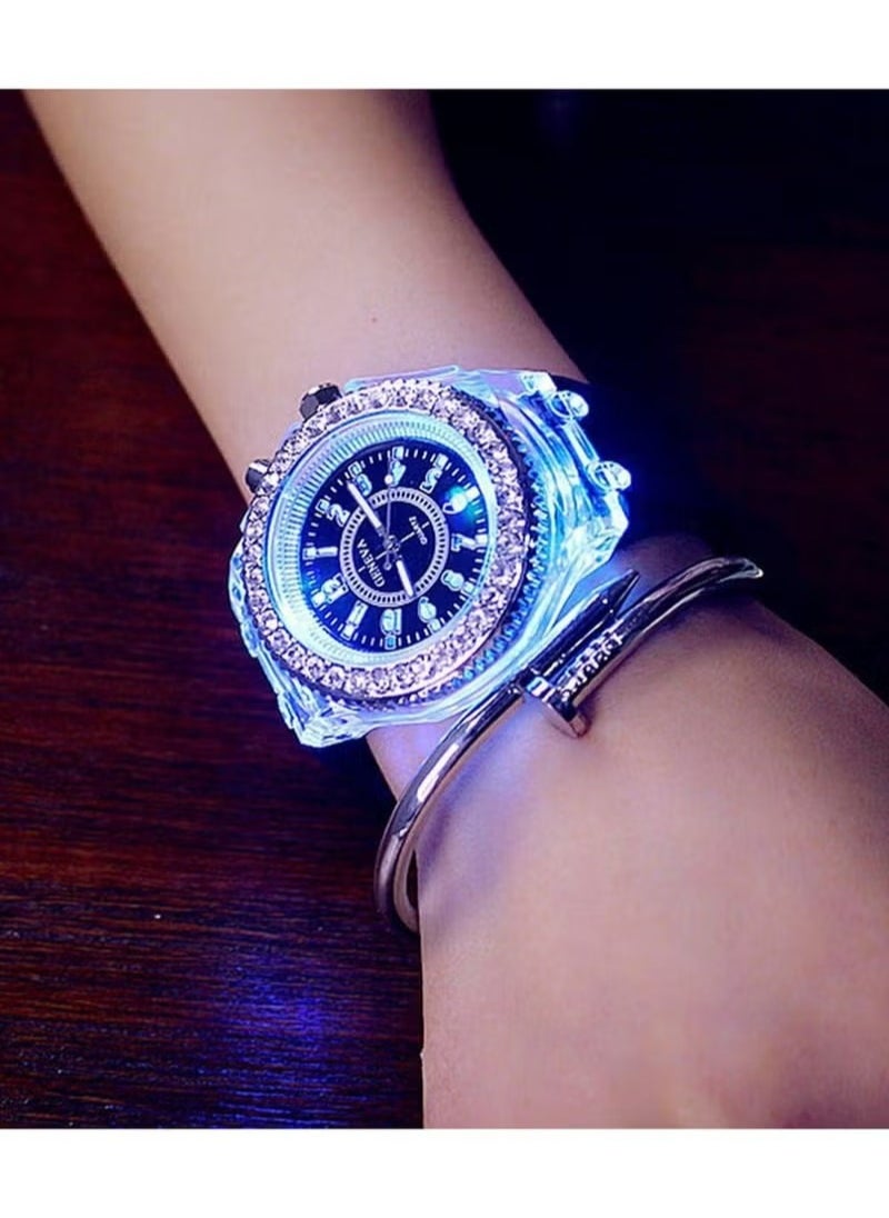Geneva - 3 Pcs Silicone Bling Women Men Kids Watches Watch LED Luminous Colorful Lights Sport Waterproof Watches Girls Boys - Image 1
