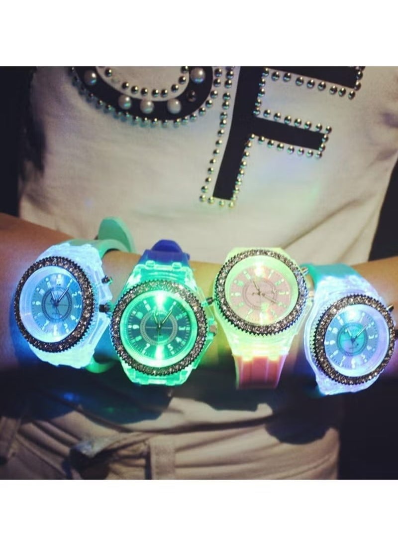 Geneva - 3 Pcs Silicone Bling Women Men Kids Watches Watch LED Luminous Colorful Lights Sport Waterproof Watches Girls Boys - Image 1