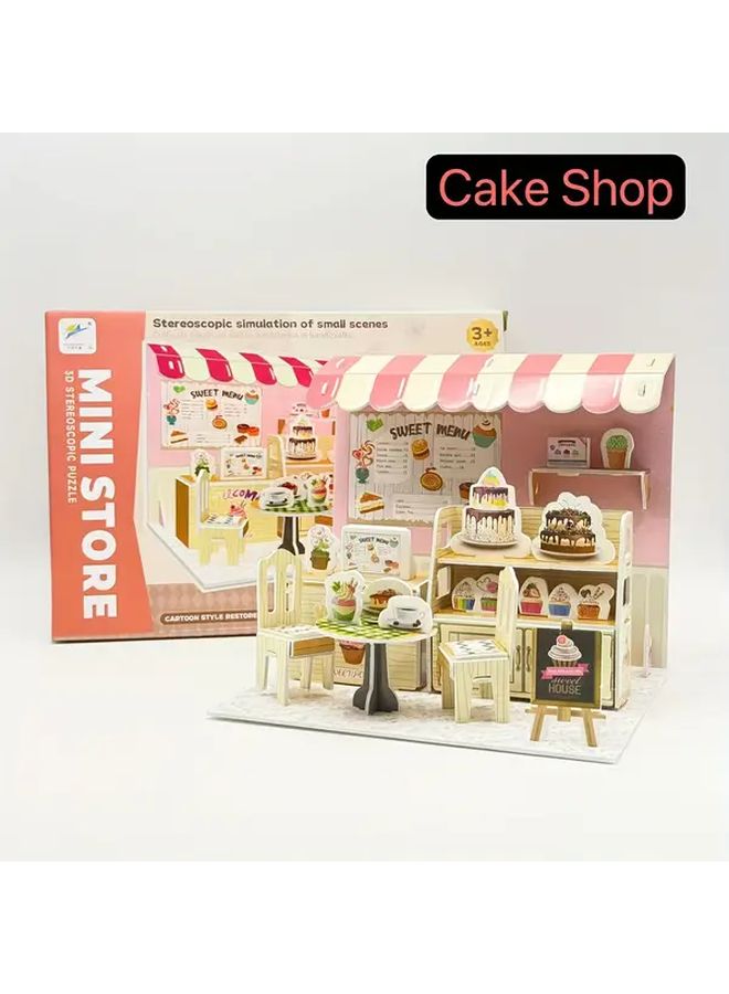 DIY Miniature Pastry Shop Model 3D Puzzle 30PCS Creative Assembly House Diorama - Image 1