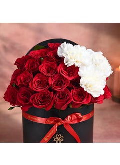 Floweraura FlowerAura Fresh Live Flower Bouquet of 25 Red Rose 3 Carnations Flower In Box For Birthday Gift Anniversary Gift Valentines Day Gift For Boyfriend Girlfriend Wife Husband Same Day Delivery  - Image 2