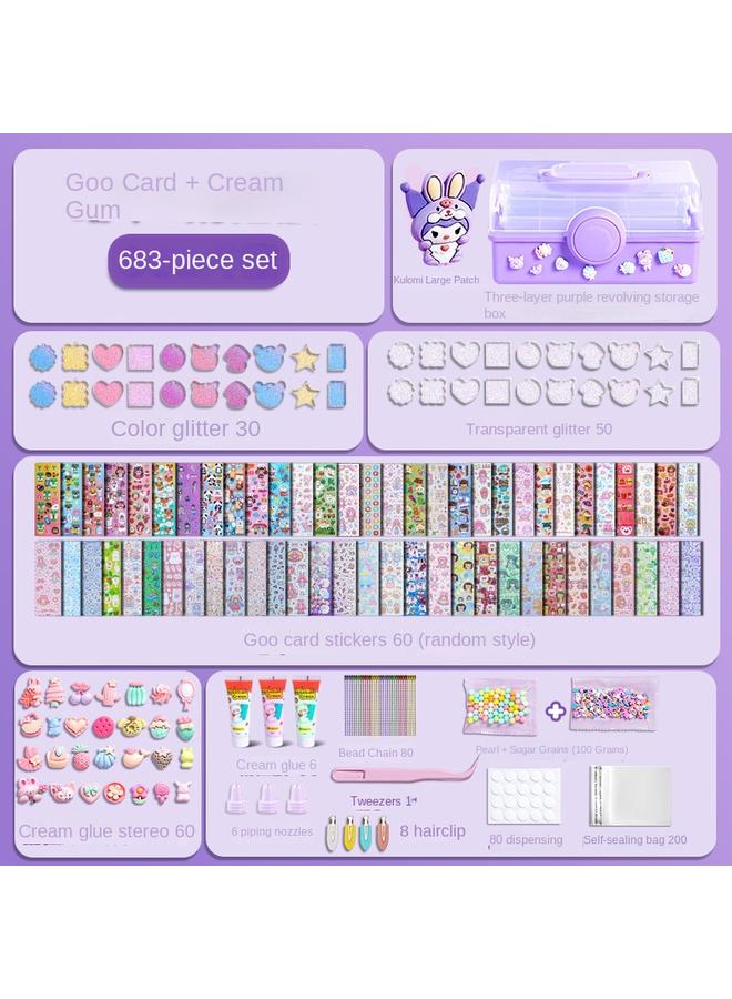 Bluejw Cream Gel Goo Card Suit Sticker Toy Diy Goo Plate Hand Account Children's Toy Gift Box Set Handmade Material Bag - Image 1