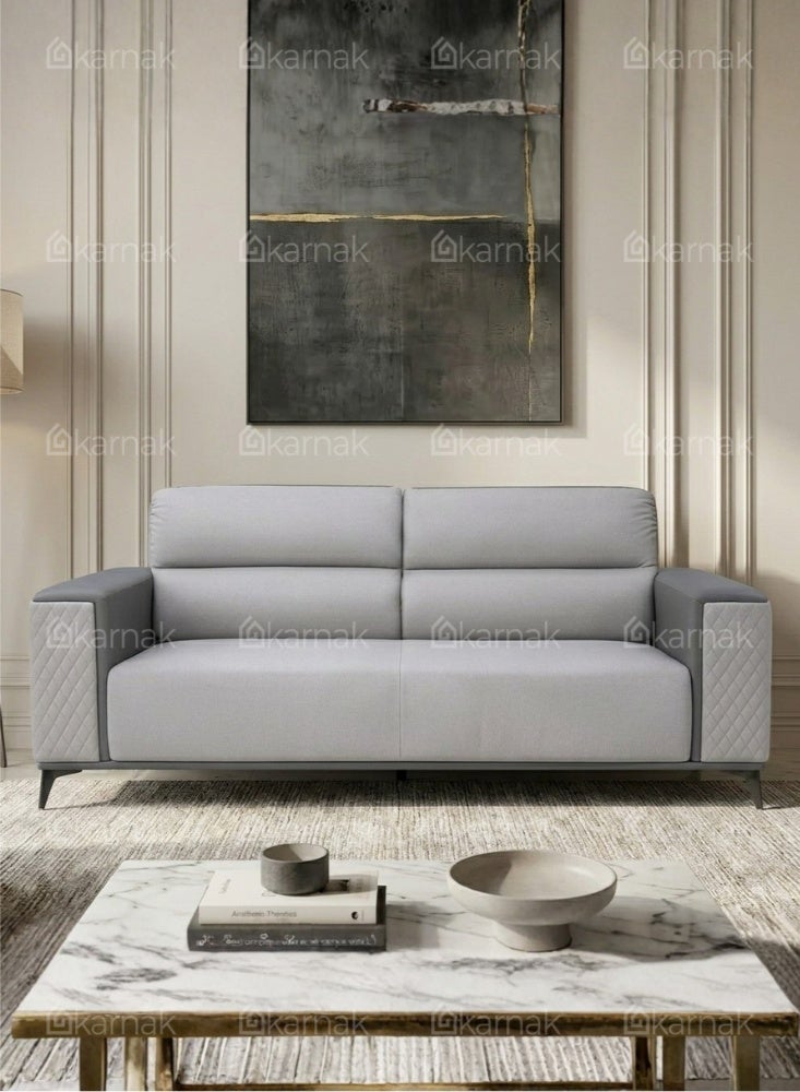 Karnak Kinzli Modern 5-Seater Sofa Set | Leather Tufted Couch | Grey Comfortable Armrest Sofa Set for Living Room Apartment, Villas Furniture - Image 3