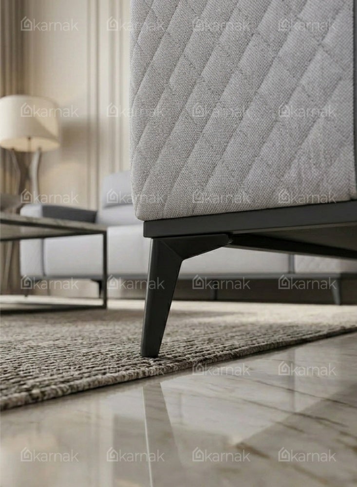 Karnak Kinzli Modern 5-Seater Sofa Set | Leather Tufted Couch | Grey Comfortable Armrest Sofa Set for Living Room Apartment, Villas Furniture - Image 5