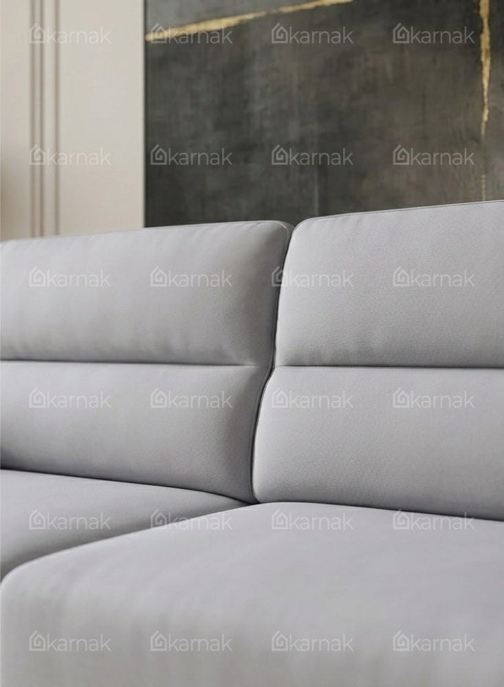 Karnak Kinzli Modern 5-Seater Sofa Set | Leather Tufted Couch | Grey Comfortable Armrest Sofa Set for Living Room Apartment, Villas Furniture - Image 4