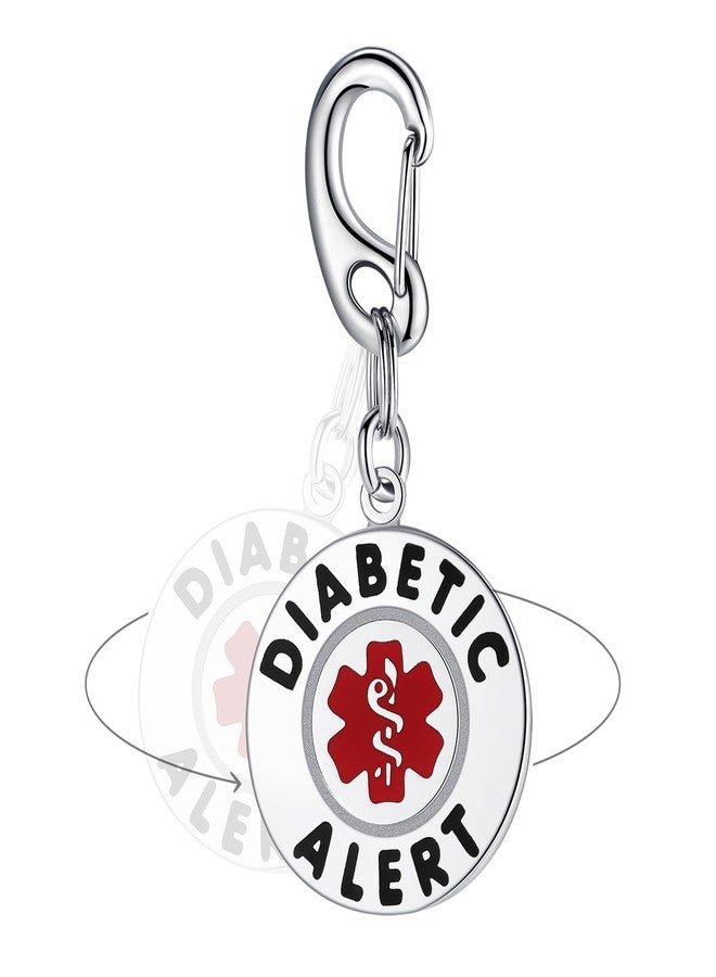 Divoti Diabetic Alert Bag Tag 1.25" with Quick Clip | Pre-Engraved, Dual-Sided & Bold Lettering - Stainless Steel, Heavy-Duty Construction - Ideal for Emergency, Medical Condition - Image 1