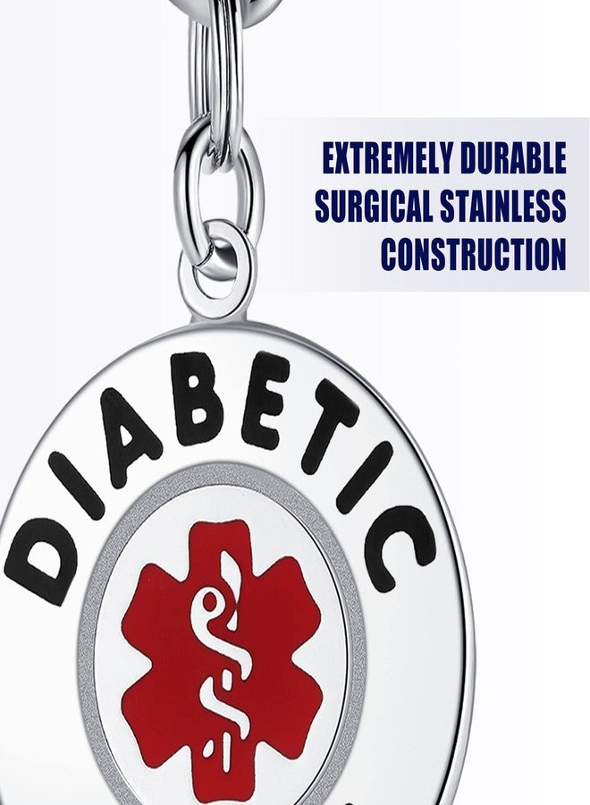 Divoti Diabetic Alert Bag Tag 1.25" with Quick Clip | Pre-Engraved, Dual-Sided & Bold Lettering - Stainless Steel, Heavy-Duty Construction - Ideal for Emergency, Medical Condition - Image 5