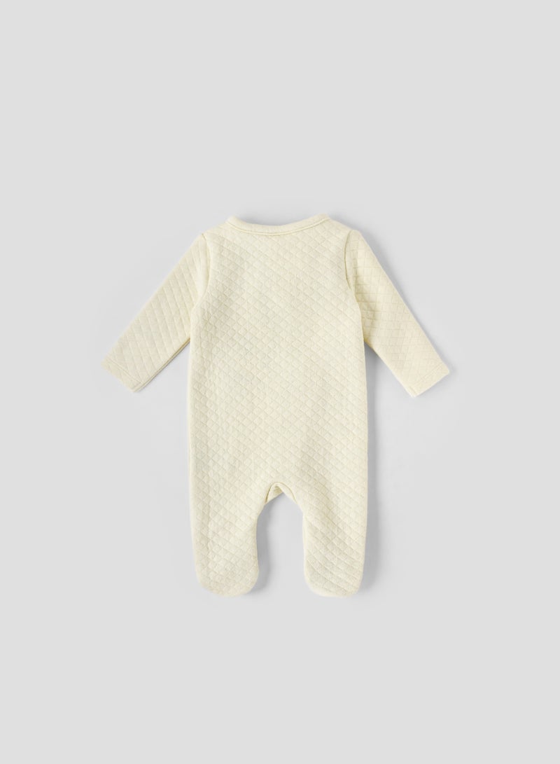 POPEES Baby Girls Quilted Sleep Suit | Cotton Full Sleeve Front Open Nightwear for Newborns - Image 2